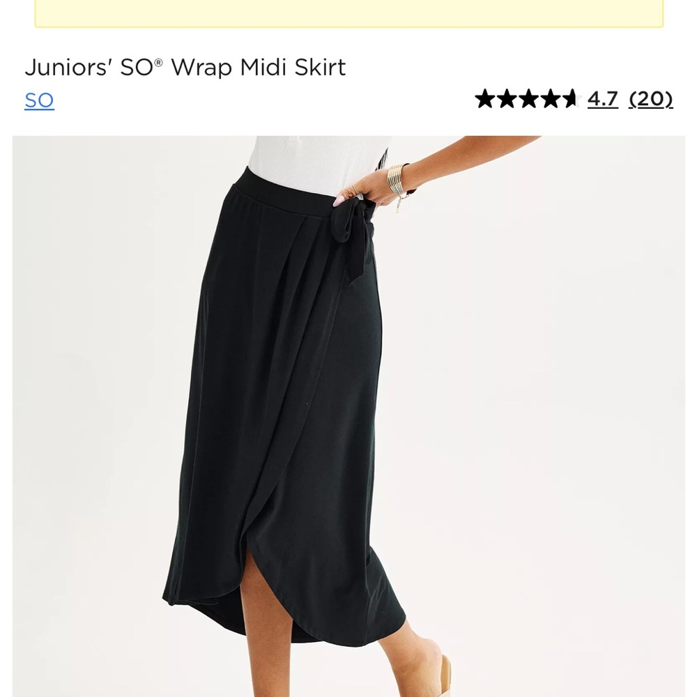 SO Black Casual Wrap Midi Skirt